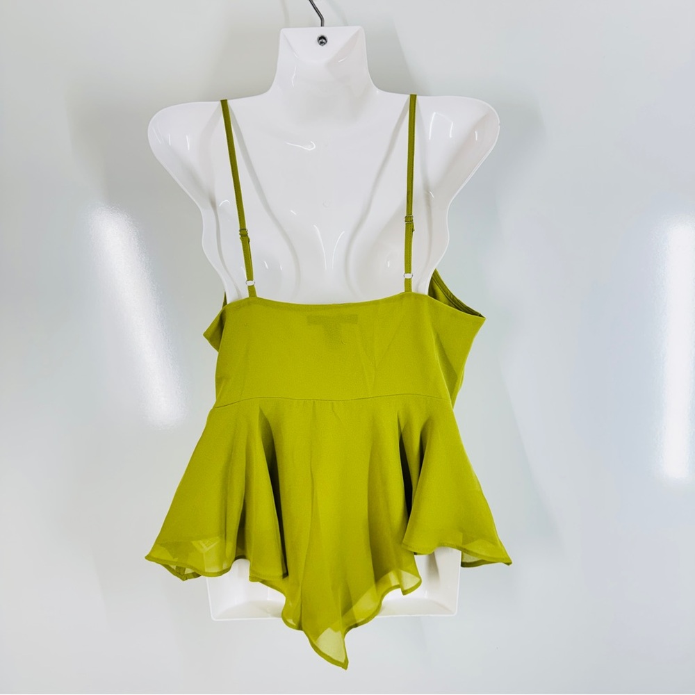 Forever 21 Y2K Green Lace Trim Babydoll Camisole Top Small Asymmetrical Fairy - Picture 3 of 8